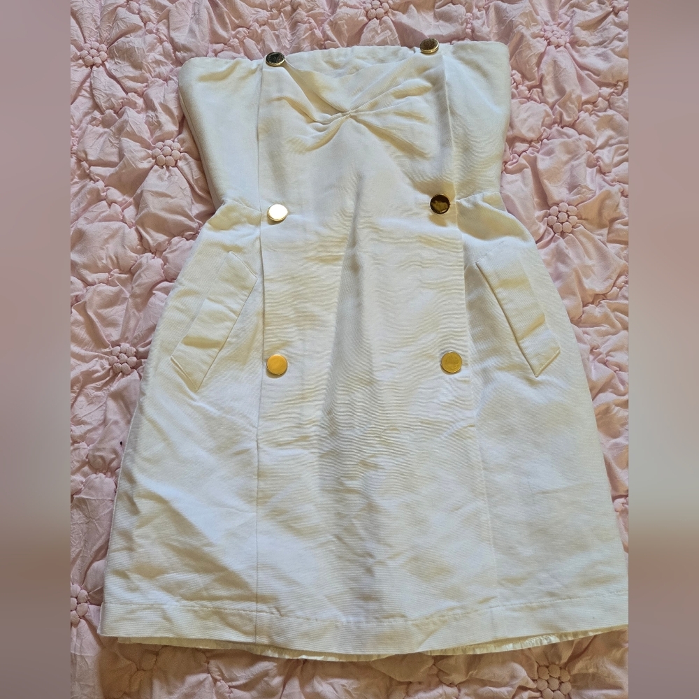 JB by Julie Brown White Dress with Gold Accents